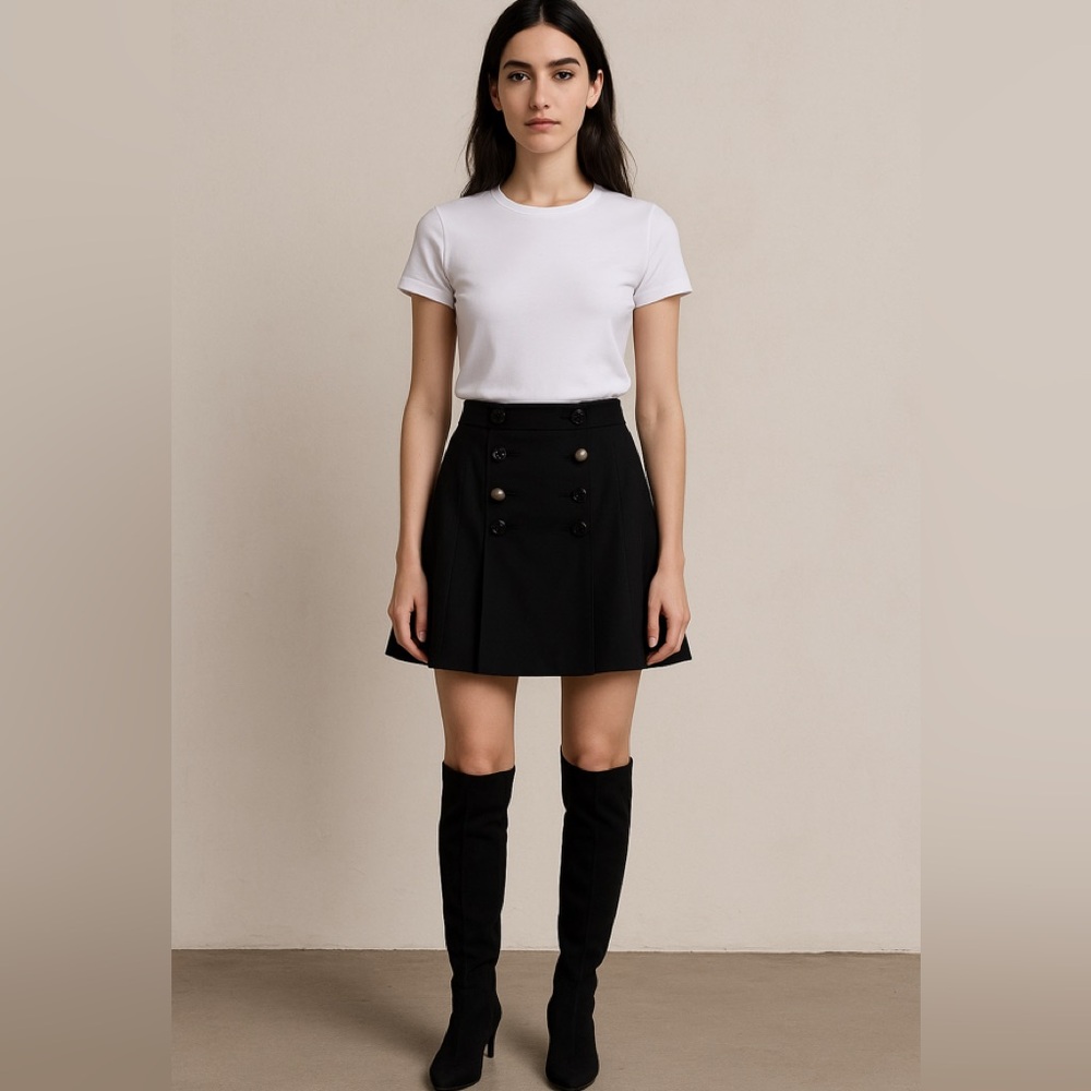 Moschino vintage cheap & chic  Y2K mini skirt black wool lined US 8, It 42